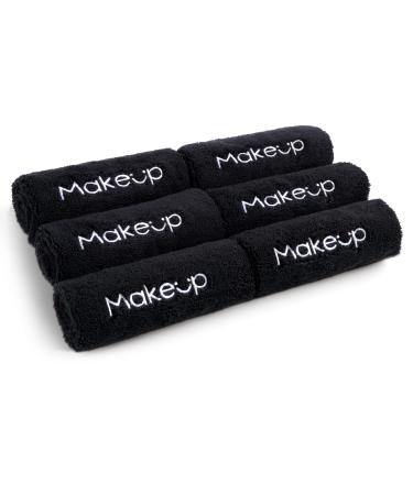 HOMEXCEL Makeup Remover Cloth 6 Pack Premium Washable Soft 13x13 Inch Facial Cleansing Makeup Towels Quick Dry Microfiber Face Towels Washcloths For All Skin Types Black 6 Count (Pack of 1)