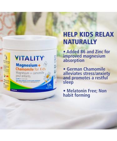 VITALITY Magnesium + Chamomile for Kids (Ages 3+) - Powder 120 g (Pack of 1) Kids 120 g (Pack of 1) - Buy Online on GoSupps.com