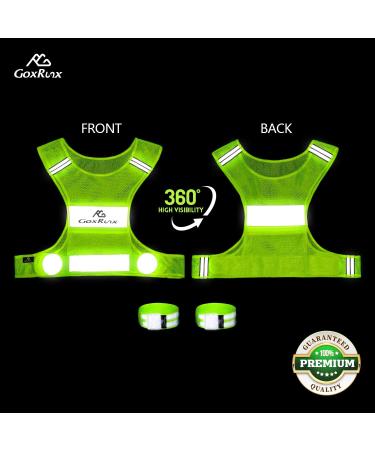 GoxRunx Reflective Vest Running Gear | Lightweight Safety Vests with Arm Bands | Small Green - Buy Online on GoSupps.com