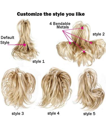 Adjustable Messy Ponytail Hair Extension Synthetic Hairpiece with Jaw Claw Fluffy Hair Extension Customizable Updo Style 12 inch Bleach Blonde - Buy Online on GoSupps.com
