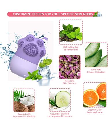 RoseFlower Ice Facial Roller & Cat Paw Shaped Ice Mold Set - Reduce Puffiness, Minimize Pores, Sunburn Repair - LeakProof Design - Purple - Buy Online on GoSupps.com