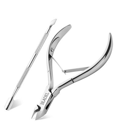 BLADEL Professional Cuticle Remover Set with Cuticle Cutter and Cuticle Pusher-Stainless Steel Cuticle Nipper and Cuticle Clippers Nail Care Tools for Pedicure Manicure for Fingernail and Toenail (2)
