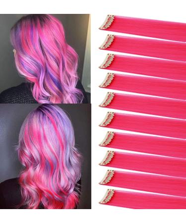 LSKJMO 10PCS Pink 22 Inch Colorful Clip-in Hair Extensions - Multicolor Straight Synthetic Hairpieces for Women & Girls - Buy Online on GoSupps.com