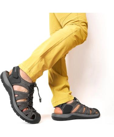DREAM PAIRS Men's Summer Sandals - Non-Slip Breathable Hiking & Beach Footwear 41 EU Black/Dark Grey - Buy Online on GoSupps.com