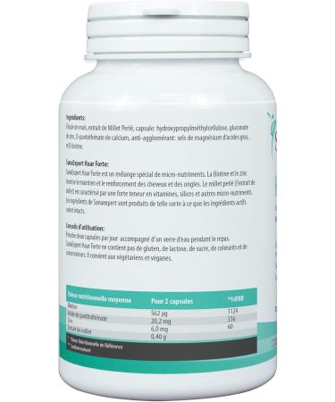 SanaExpert Hair Forte | VITAMINS FOR HAIR GROWTH AND HEALTH | Biotin Zinc and Pearl Millet (120 capsules).Vegan product with natural ingredients - Buy Online on GoSupps.com