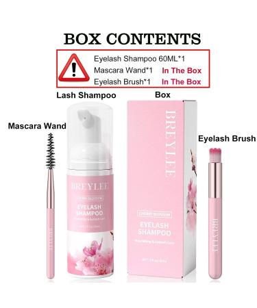 BREYLEE Eyelash Extension Cleanser 60ML - Paraben & Sulfate Free Foam Cleanser for Extensions & Natural Lashes - Salon and Home Use - Includes Mascara Wand - 2 Fl Oz - Buy Online on GoSupps.com