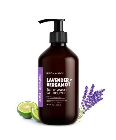 Bloom & B de Lavender + Bergamot Body Wash Gel With Pure Essential Oils Aloe & Glycerin Sulfate-Free Plant-Based & Calming Gentle Daily Cleanse No Dyes/No Artificial Scents 16.9 fl oz