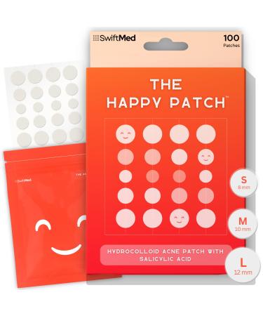 The Happy Patch Invisible Hydrocolloid Pimple Patches for Face with Salicylic Acid (100-Dots) Skin Care Acne Treatment for Face Clear Pimple Patch Acne spot Treatment for Cystic Acne