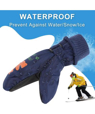 XIAOHAWANG Kids Ski Gloves | Waterproof Winter Dinosaur Mittens Navy | 2-8 Years - Buy Online on GoSupps.com