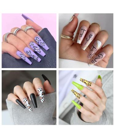 Lofuanna Ballerina Nails - 100 Long Coffin Fake Nails | Full Cover Artificial Fingernails with Case | 10 Sizes for Nail Studios & DIY Nail Art - Buy Online on GoSupps.com