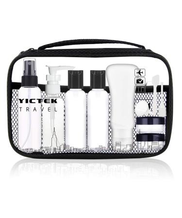 Empty Plastic Travel Bottles Containers, TSA Approved Travel Size Toiletries Tubes Kit for Liquids, Carry-On Set for Women/Men Clear