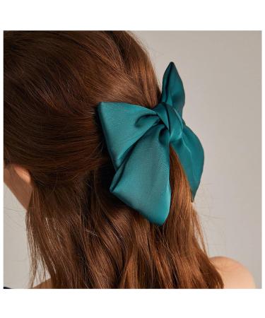 Andelaisi Vintage Bow Hair Clips Satin Bow Hair Barrettes Silk Hair Clip Barrette Retro Bowknot Hair Accessory Satin Ribbion Bowknot Clip Headpiece for Women and Girls Headdress (Green)