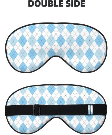 Blue and White Squares Print Sleep Eye Mask | Soft Blindfold with Elastic Strap for Travel & Night Sleeping - Buy Online on GoSupps.com