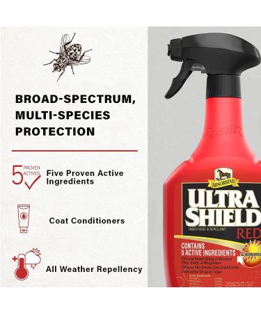 Absorbine UltraShield Red Fly Spray 32oz Quart - Long-lasting Insecticide & Repellent for Horses & Livestock - Buy Online on GoSupps.com