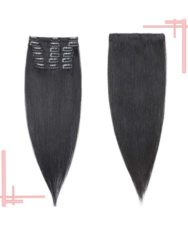 Shop Black #1 Clip In Extensions - Real Remy Human Hair 8 Wefts 18 Clips 80g 45cm - Premium Quality Online - Buy Online on GoSupps.com