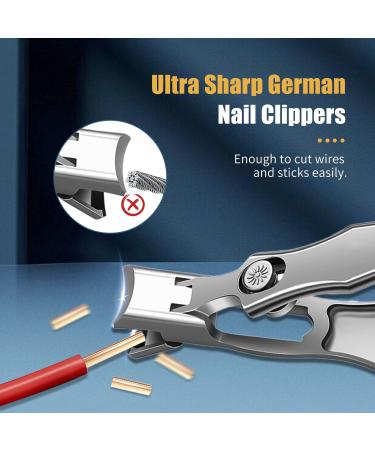 2024 German Nail Clippers for Men | Ultra Sharp Stainless Steel Set for Thick Nails | Luxurious Nail Clippers with File for Seniors - Silver - Buy Online on GoSupps.com