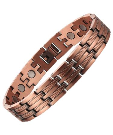 BioMag Copper Bracelet for Men Magnetic Bracelet Copper Wristband with Ultra Strength Magnets 8.5inches Adjustable with Tools (Copper)