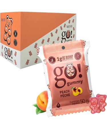 GoGummy Low Sugar (1g) Gummy Bears by Jimmy Sevigny | Peach Fruity Gummies | High Fiber No Sugar Alcohols Gluten Free | Pack of 12 x 50g Bags - Buy Online on GoSupps.com