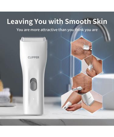 Men's Electric Body & Pubic Hair Trimmer - Waterproof Groin Shaver - USB Rechargeable Male Hygiene Razor - Wet Dry Ball Grooming Kit - 006 White - Buy Online on GoSupps.com