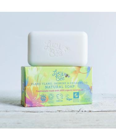 Lucy Bee Natural Soap Bar Palm Oil Free Floral Scented For Hands & Body | Rich Lather | Certified Organic Fair Trade Vegan Cruelty Free | Ethical Best Buy | 150g - Buy Online on GoSupps.com