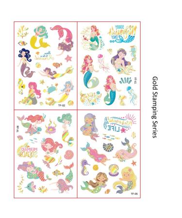Kids Glitter Mermaid Temporary Tattoos - Waterproof & Long Lasting Body Art Stickers for Girls Birthday Party - 18 Sheet Set - Buy Online on GoSupps.com