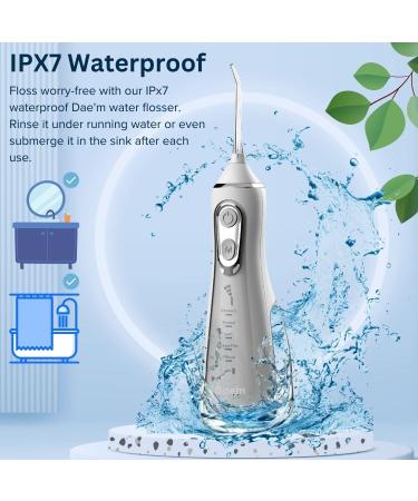 Dae'm Water Flosser - Cordless Teeth Cleaner Portable Dental Irrigator 300ML IPX7 Waterproof 5 Modes for Oral Care - Rechargeable & Ideal for Home and Travel (White - Buy Online on GoSupps.com