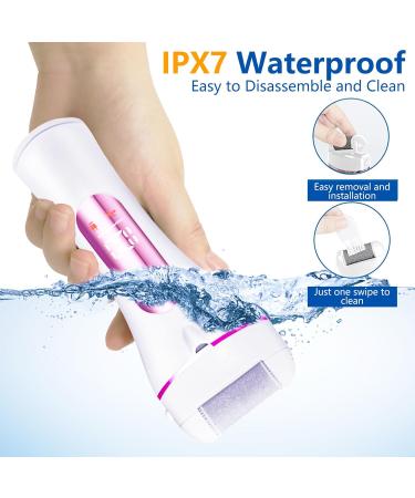 Electric Foot File Hard Skin Remover Wetisedg Rechargeable 16 in 1 Foot Pedicure Hard Skin Remover with 3 Rollers LED Light Foot Care Kit for Dry Dead Skin Cracked Heels Calluses (Pink) - Buy Online on GoSupps.com
