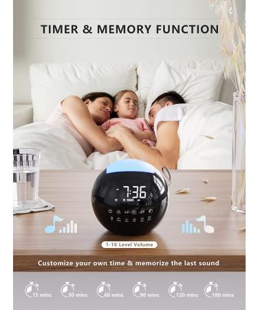 4-in-1 White Noise Sound Machine with Night Light for Kids & Adults | 42 Natural Soothing Sounds, Dual Alarm Clock, 2 USB Ports | Ideal for Bedroom, Office, Home | Auto-Off Timer | 16 Volume Levels - R-Black - Buy Online on GoSupps.com
