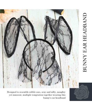 Catery Sexy Lace Bunny Ears Veil Headband | Cosplay Halloween Hair Accessory - Buy Online on GoSupps.com