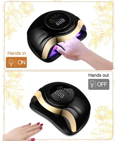 Aokyom 168W UV LED Nail Dryer Lamp - Professional Gel Nail Lamp with 10/30/60/99S Timer & Smart Sensor - Luxury Black Gold for All Gel Nail Polish & Toenails - Buy Online on GoSupps.com