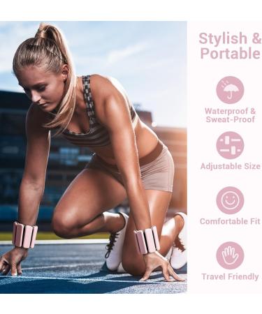 Portable Weight Cuffs - 2-Series Set (0.5kg & 1kg) for Men & Women | Ankle Weights for Yoga Dance & Aerobics - Pink Peony - Buy Online on GoSupps.com