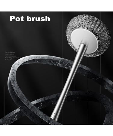 Pan Scouring Brush Flexible Stainless Steel Pot Scourer with Hanger - Kitchen Utensils for Dishwashing Sink Iron Pots Bowl Plates Non-Stick Pans Guanglu - Buy Online on GoSupps.com