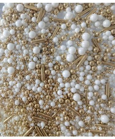White and gold sprinkles 120g/ 4.2oz | Cake sprinkles | Pastel pink sprinkle | Baking sprinkles | Cupcake sprinkles Gold white
