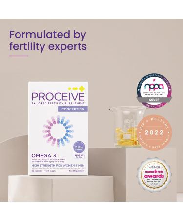 Proceive Omega 3 Conception for Men & Women Trying for a Baby - EPA & DHA High Strength Pure Fish Oil Tablets - 60 Capsules - 2000mg Fish Oil per Dose - Sustainably Sourced No PCBs No Heavy Metals Omega 3 Conception: Men & Women (60 Capsules) - Buy Online on GoSupps.com