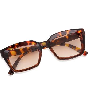 FEISEDY Reader Sunglasses B2895 - Tinted Reading Glasses for Women & Men | Square Leopard Frame & Gradual Tea Lens 2.5x - International Shipping Available - Buy Online on GoSupps.com
