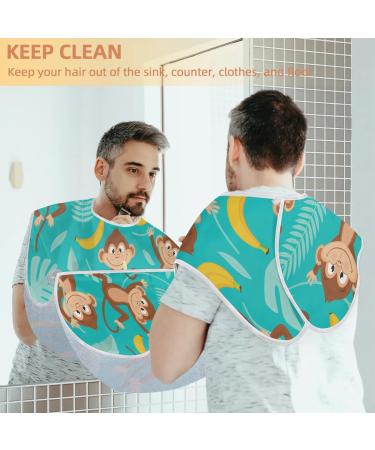 Monkey Banana Leaves Beard Bib Apron - Non-Stick Waterproof Hair Catcher for Men | Perfect Grooming Gift with 2 Suction Cups - Buy Online on GoSupps.com