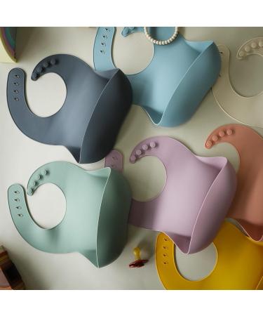 Moonkie 3Pcs Silicone Baby Bibs Set - Waterproof, BPA Free, Adjustable with Food Crumb Catcher Pocket (Kallaite/Lunar Grey/Offwhite) - Buy Online on GoSupps.com