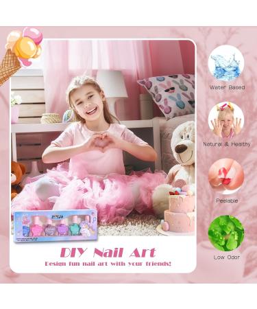Kids Nail Polish Set - Non-Toxic Quick-Dry Water-Based Peel Off 6 Rainbow Colors for Girls Age 3 - Buy Online on GoSupps.com