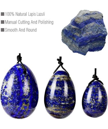 Natural Jade & Lapis Lazuli Yoni Egg Set - 3pcs Kegel Exerciser for Women | Enhance Pelvic Health - Buy Online on GoSupps.com