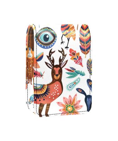 Travel Lipstick Organizer Case Lipstick Case Portable Makeup Bag With Mirror Ethnic Style Animals Y958s5tutw