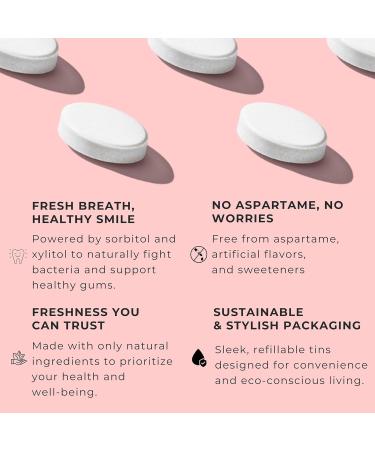 NOOZ Better Smile Mints 180 Count | Oral Health & Fresh Breath Support | Gum & Teeth Care, pH Balance | Sugar-Free, Aspartame-Free | Peppermint Flavor | Includes Premium Refillable Tin Peppermint REFILL BAG - Buy Online on GoSupps.com