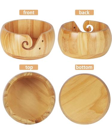 UNAYMIDY Wooden Yarn Bowl with 12 Crochet Hooks - Large 6.7 Brown Knitting Holder Dispenser for Crocheting - Buy Online on GoSupps.com