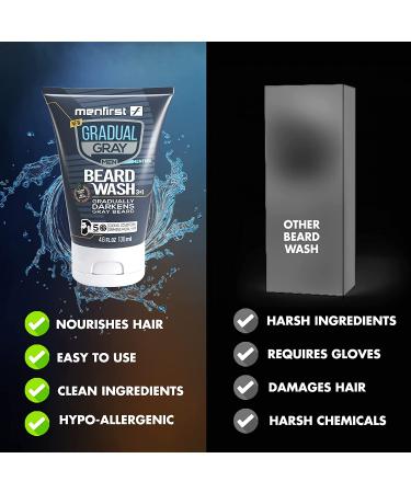 MenFirst Gradual Gray Darkening Beard Wash Shampoo for Men - Reduces White Beard Color - 4.6 oz - Dark Shades - Buy Online on GoSupps.com