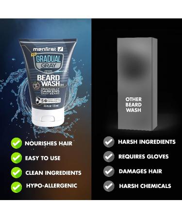 MenFirst Gradual Gray Darkening Beard Wash - Light Shades for Blonde and Light Brown Hair - Reduce White Beard Color - 4.6 Fl Oz - Buy Online on GoSupps.com