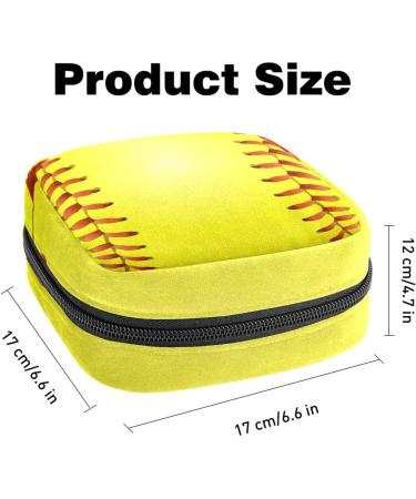 Menstruation Pad Bag with Zipper | Stylish Women's Napkin & Tampon Organizer | Sports Ball Design for Girls - Yellow Baseball - Buy Online on GoSupps.com