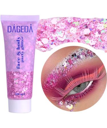 Prreal body glitter gel 50ml mermaid sequins chunky glitter Liquid gel kit long-lasting glitter sequins chunky powder gel for festival masquerade birthday makeup#pink - Buy Online on GoSupps.com