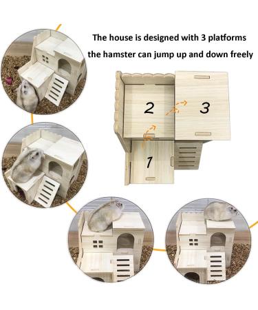 Eyksta Wooden Multi-Chamber Hamster House | Dwarf Hamster Accessories & Hiding Plants - 14.5x15.5x14 - Buy Online on GoSupps.com