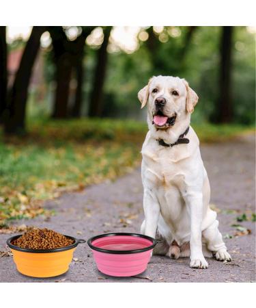 Slson 2-Pack Foldable Travel Dog Bowls - Portable Silicone Water Bowl for Cats & Dogs - 1000ml with Lid & Hook - Perfect for Hiking & Camping (Orange & Pink) - Buy Online on GoSupps.com