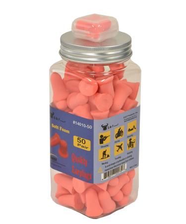 Foam Ear Plugs for Sleeping Noise Cancelling 32db Sound Blocking Bell-Shaped- 50 Pairs Noise Reduction for Peace & Quiet - Perfect for Travel & Study Sleep - Carrying Case Included (14010-50)