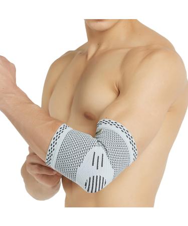 Neotech Care Elbow Support Sleeve - Bamboo Fiber 3D Weaving Knitted Fabric - Elastic & Breathable - For Golf Tennis Sports - Right or Left Arm - Grey Colour (Size S 1 Unit) S 1 - Buy Online on GoSupps.com